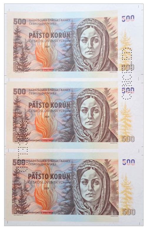 2024/10d 500 koron czechosłowackich (arkusz) + perforacja CANCELED