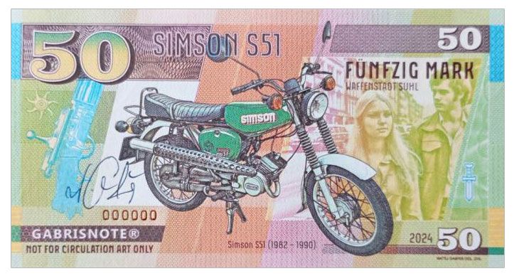 2024/08c Motocykle socjalizmu Simson S51 (000000) + autograf Mateja Gábriša