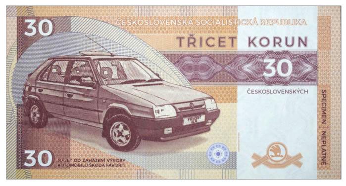 2018 30 koron Czechosłowacja Skoda Favorit (seria A...F)