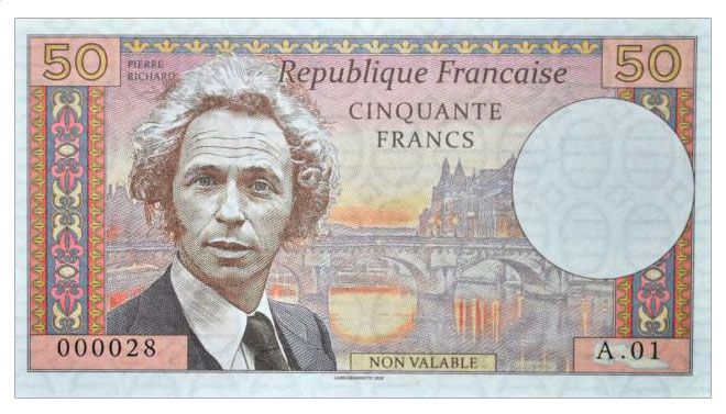 2018 50 franków Francja Pierre Richard (seria A.01)