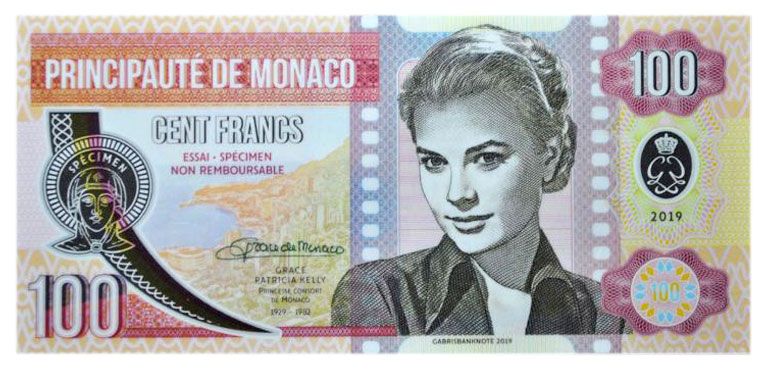 2019/24 100 franków Monaco Grace Kelly (seria A) polimer