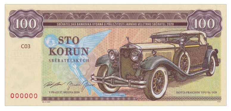 2020 100 koron Isotta Fraschini Tipo 8A Zapadlik (seria C03)