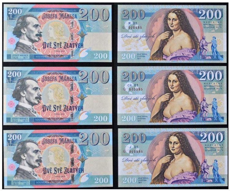 2020 200 złotych Josef Manes (seria J01,M01,CH01) te same numery