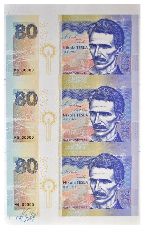 2023/02f 80. rocznica śmierci Nikoli Tesli (arkusz MG00000) + autograf Mateja Gábriša