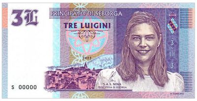 2023/10 3 luigini Księstwo Seborga Księżniczka Nina (emisja I)