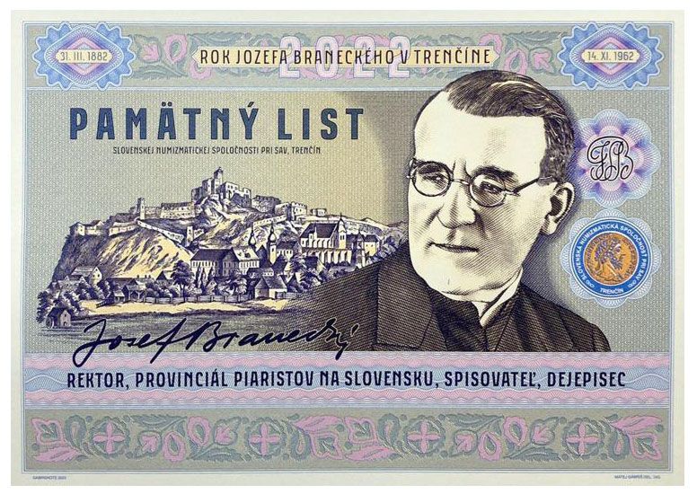 List pamiątkowy (B)- spotkanie Słowackiego Towarzystwa Numizmatycznego oddział w Trenczynie