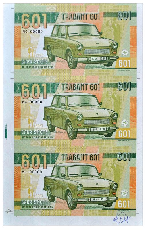 2023/07f Samochody socjalizmu Trabant 601 (arkusz MG00000) + autograf Mateja Gábriša