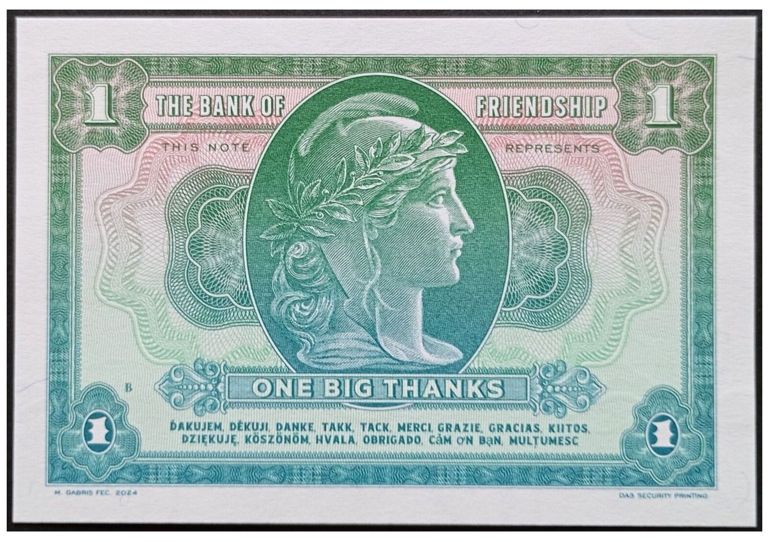 2024/24b One Big Thanks For You - The Bank of Friendship (B)