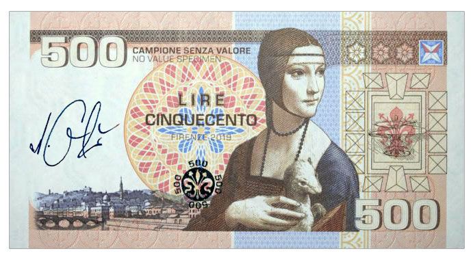 2018 500 lirów Leonardo da Vinci (seria A) + autograf Mateja Gábriša
