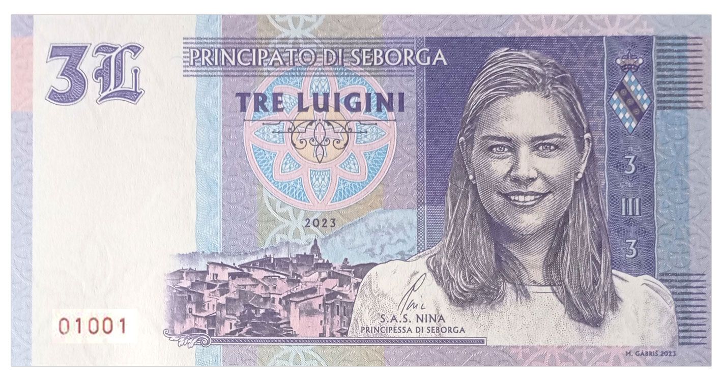 2024/15b 3 luigini Księstwo Seborga Księżniczka Nina (numerowana bez serii)