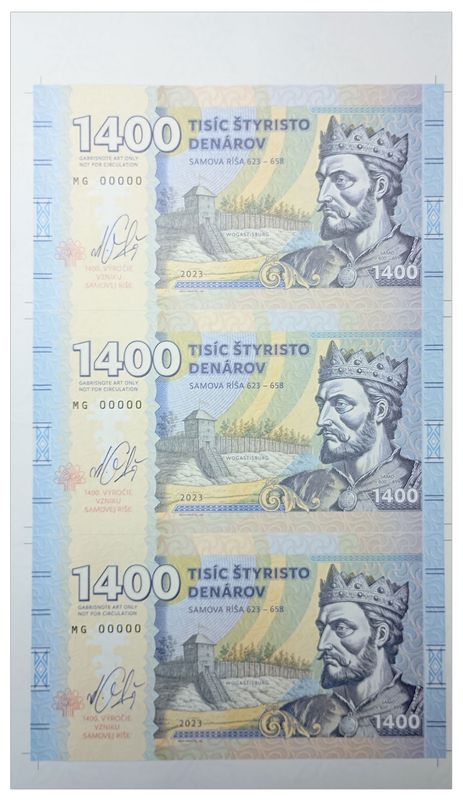 2023/05e 1400 denarów Państwo Samona (arkusz) + autografy Mateja Gábriša