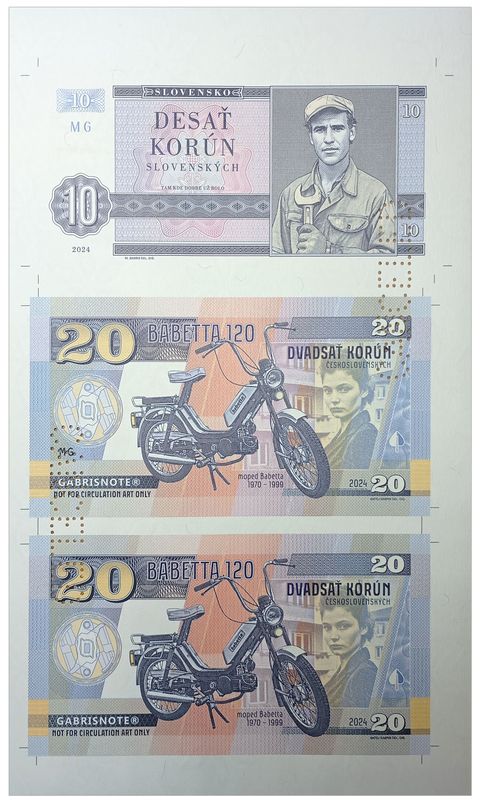 2024/03f Motocykle socjalizmu Babetta 210 + 10 koron Monter (arkusz) + perforacja CANCELED