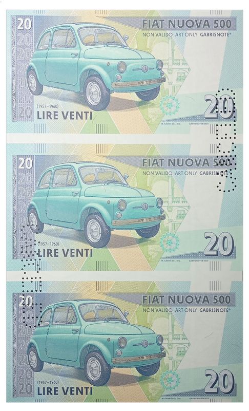 2025/03e Mini samochody 20 lirów Fiat 500 (arkusz) + perforacja CANCELED