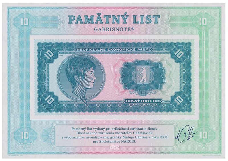 List pamiątkowy (7) - spotkanie kolekcjonerów gabriszowek (Praga, marzec 2025) + autograf Mateja Gábriša