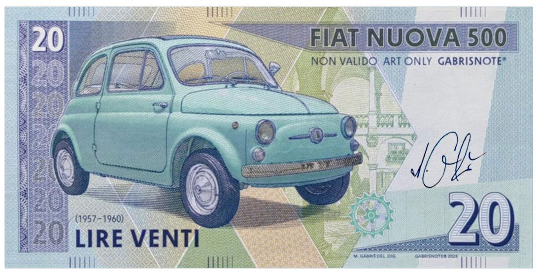 2025/03c Mini samochody 20 lirów Fiat 500 (MG00000) + autograf Mateja Gábriša