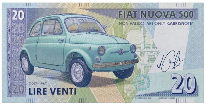 2025/03c Mini samochody 20 lirów Fiat 500 (MG00000) + autograf Mateja Gábriša