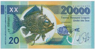 2023/08b 20000 mil Juliusz Verne (seria JV) wariant A+B o tym samym numerze + autograf Mateja Gábriša