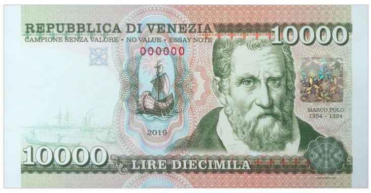 2019/23 10000 lirów Wenecja Marco Polo (000000) hologram