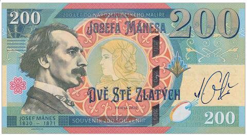 2020 200 złotych Josef Manes (seria M01) + autograf Mateja Gábriša