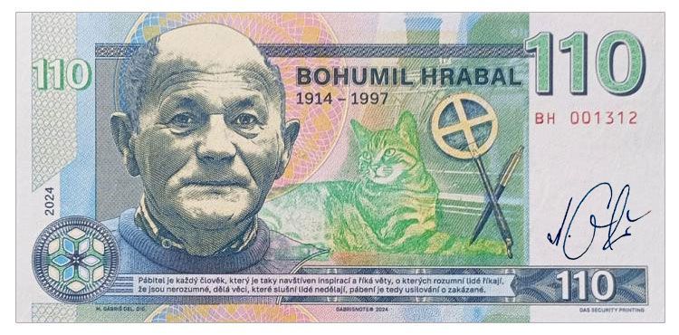 2024/07b Bohumil Hrabal (1914-1997) (seria BH) + autograf Mateja Gábriša