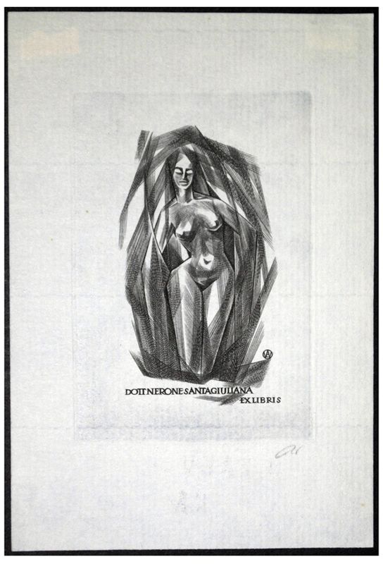 Jakubowski Wojciech (236/1965) Exlibris Dott. Nerone Santagiuliana (Eb)