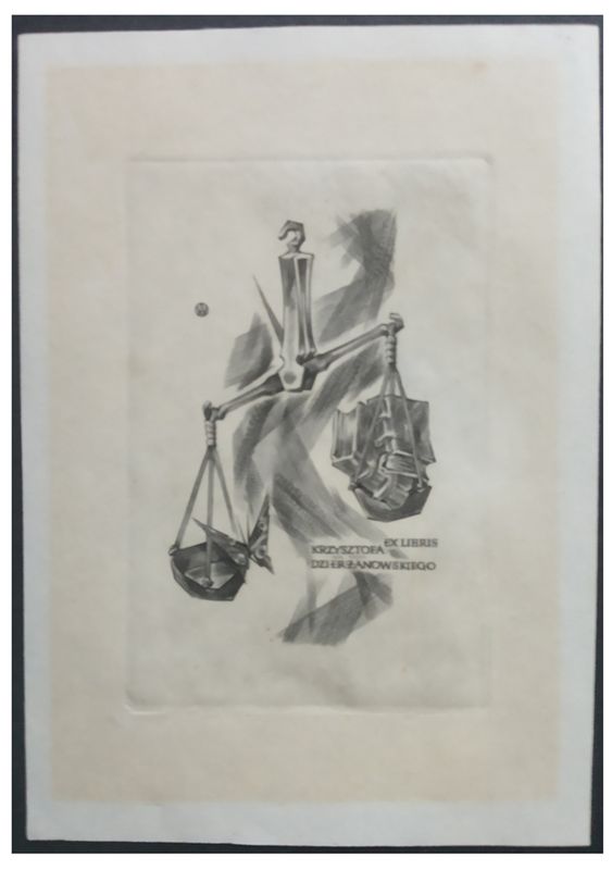 Jakubowski Wojciech (253/1966) Exlibris Krzysztofa Dzierżanowskiego (Eb)