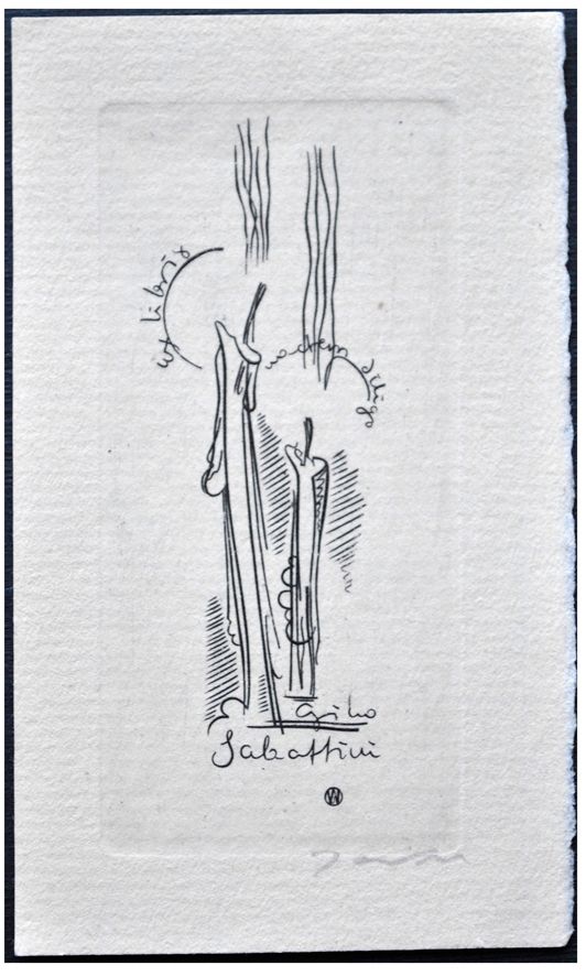 Jakubowski Wojciech (079/1958) Exlibris Gino Sabattini, 65x30, świece