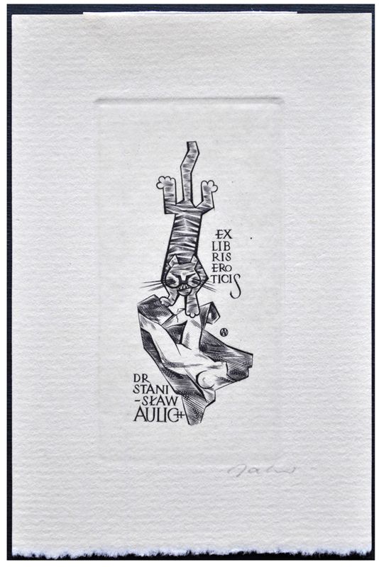 Jakubowski Wojciech (135/1961) Exlibris dr Stanisław Aulich, 63x34, tygrys