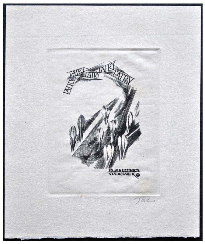Jakubowski Wojciech (162/1962) Exlibris Vladislav K. [Kohout], 58x45, krokusy