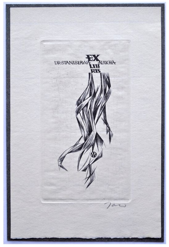Jakubowski Wojciech (175/1963) Exlibris dr Stanisław Aulich, 80x45 kompozycja abstrakcyjna