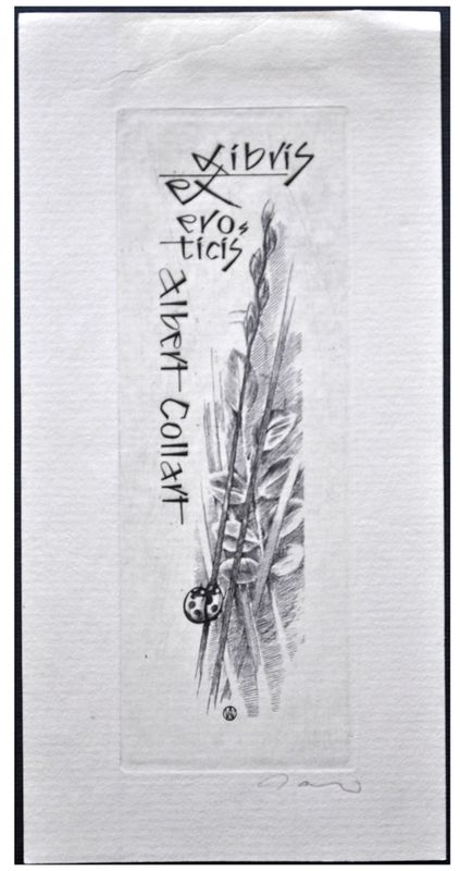 Jakubowski Wojciech (137/1961) Exlibris Albert Collart, 98x36, biedronki