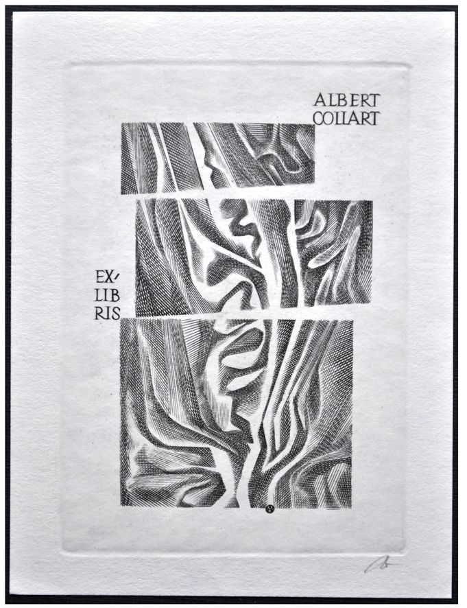Jakubowski Wojciech (395/1972) Exlibris Albert Collart, 80x56, kompozycja abstrakcyjna