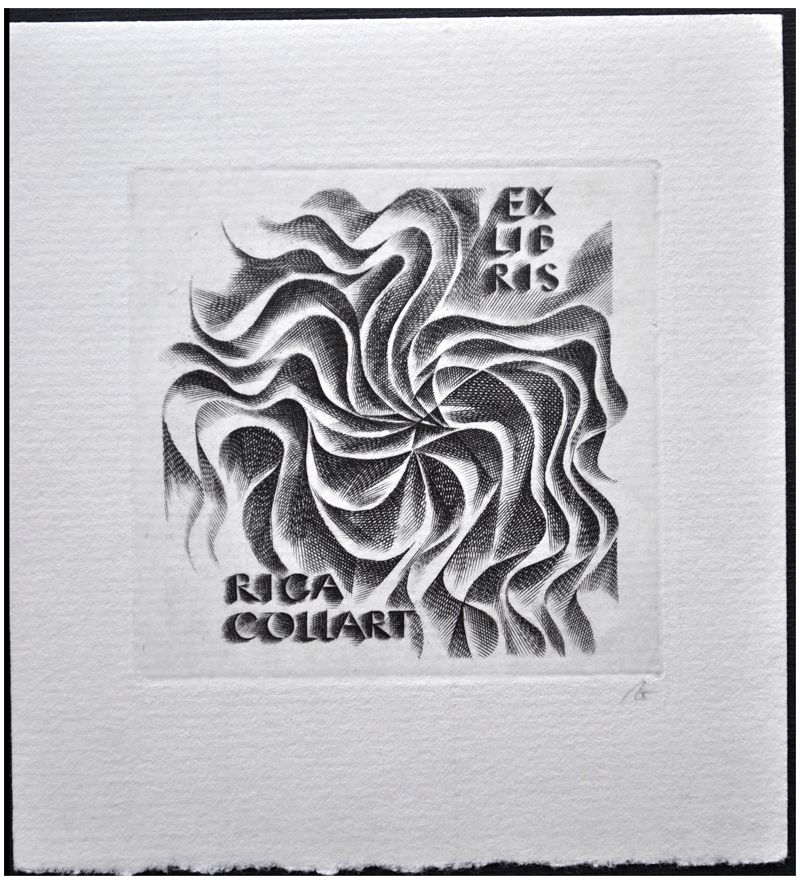 Jakubowski Wojciech (396/1972) Exlibris Rika Collart, 60x61, kwiaty