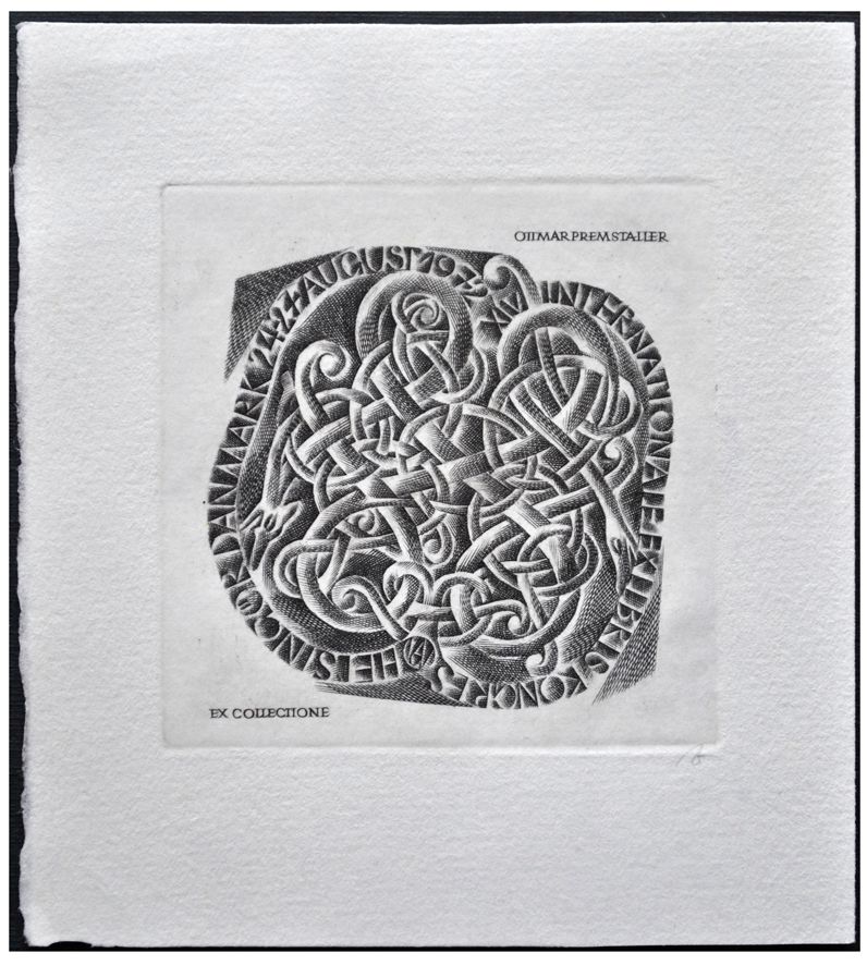 Jakubowski Wojciech (411/1972) Exlibris Ottmar Premstaller, 65x64, skandynawski splot