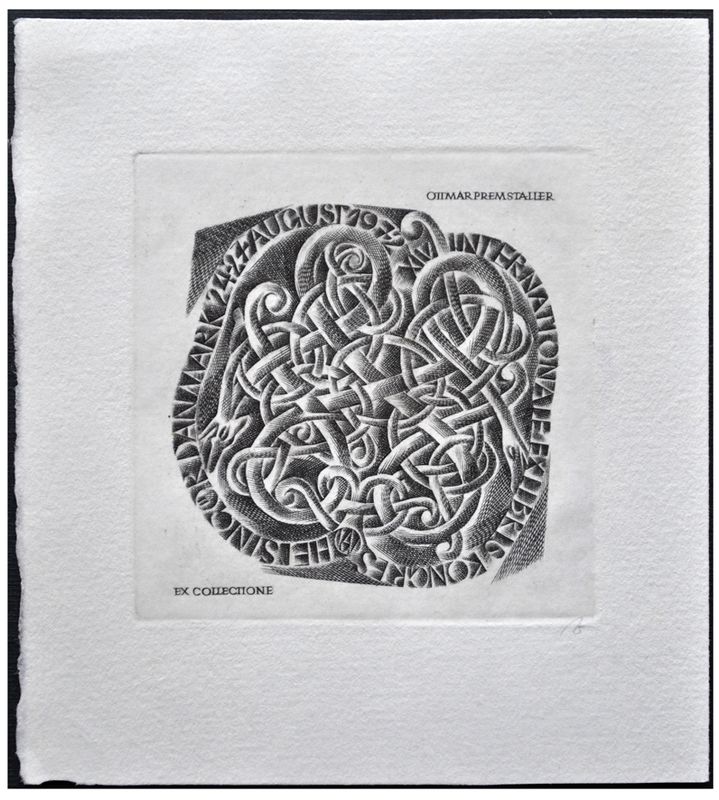 Jakubowski Wojciech (411/1972) Exlibris Ottmar Premstaller, 65x64, skandynawski splot