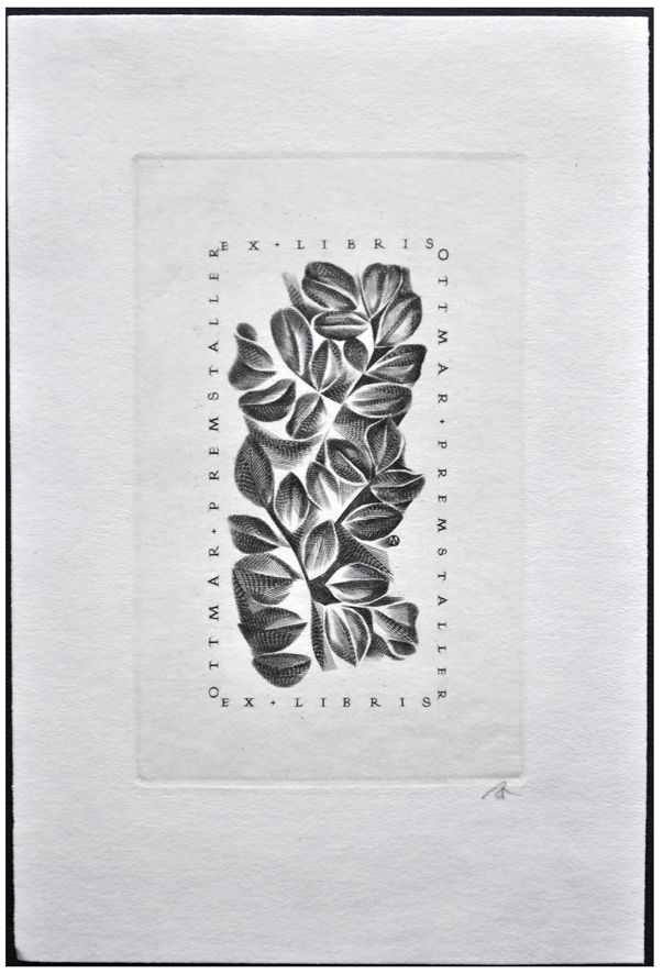 Jakubowski Wojciech (409/1972) Exlibris Ottmar Premstaller, 82x48, gałązka