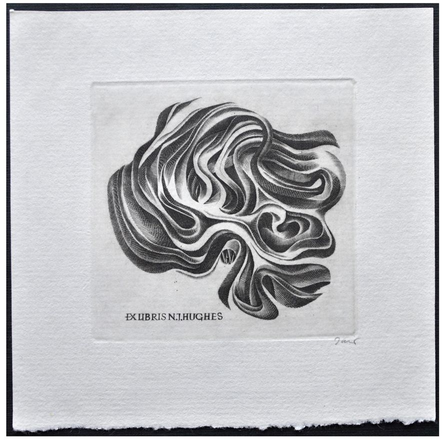 Jakubowski Wojciech (457/1975) Exlibris N.J. Hughes, 65x67, abstrakcyjna kompozycja