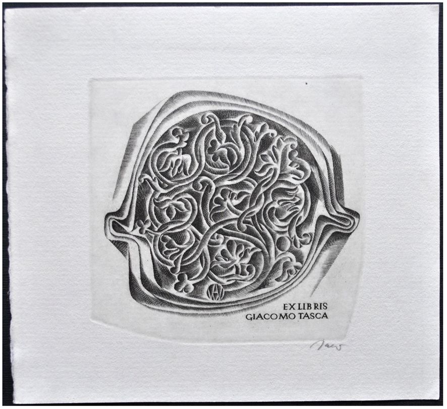 Jakubowski Wojciech (465/1975) Exlibris Giacomo Tasca, 70x75, ornanemt