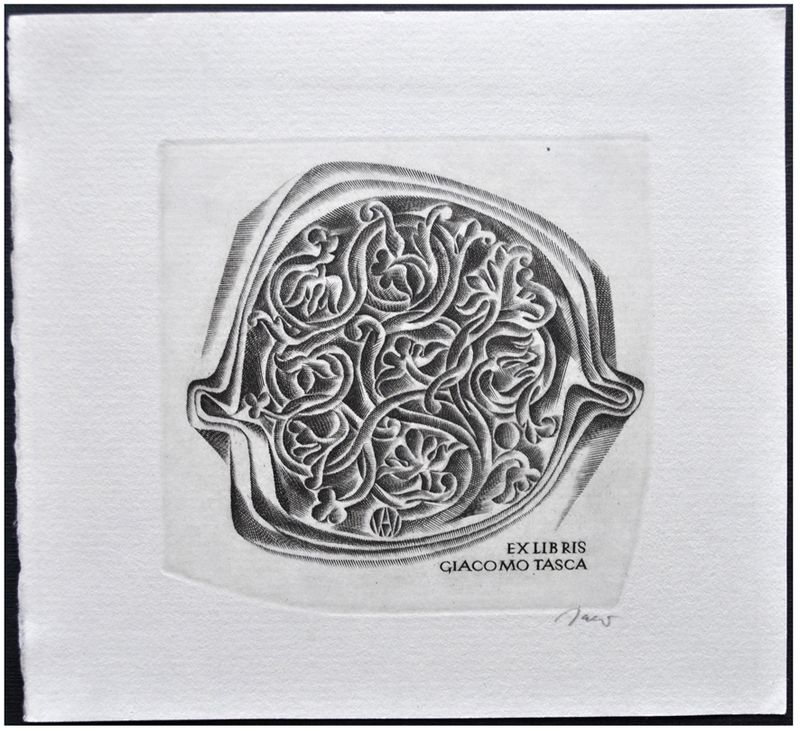 Jakubowski Wojciech (465/1975) Exlibris Giacomo Tasca, 70x75, ornanemt