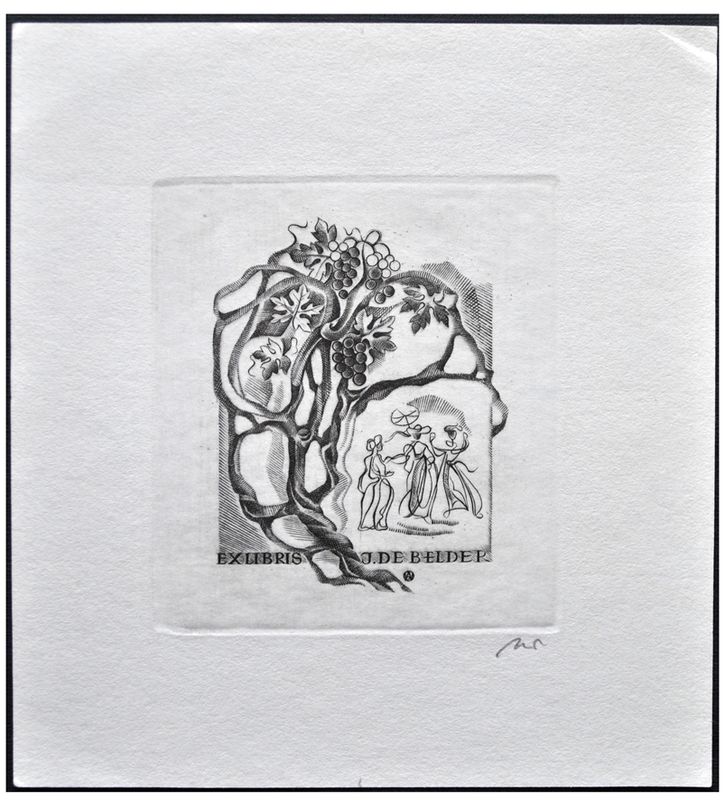 Jakubowski Wojciech (488/1978) Exlibris J. de Belder, 63x57, winorośl