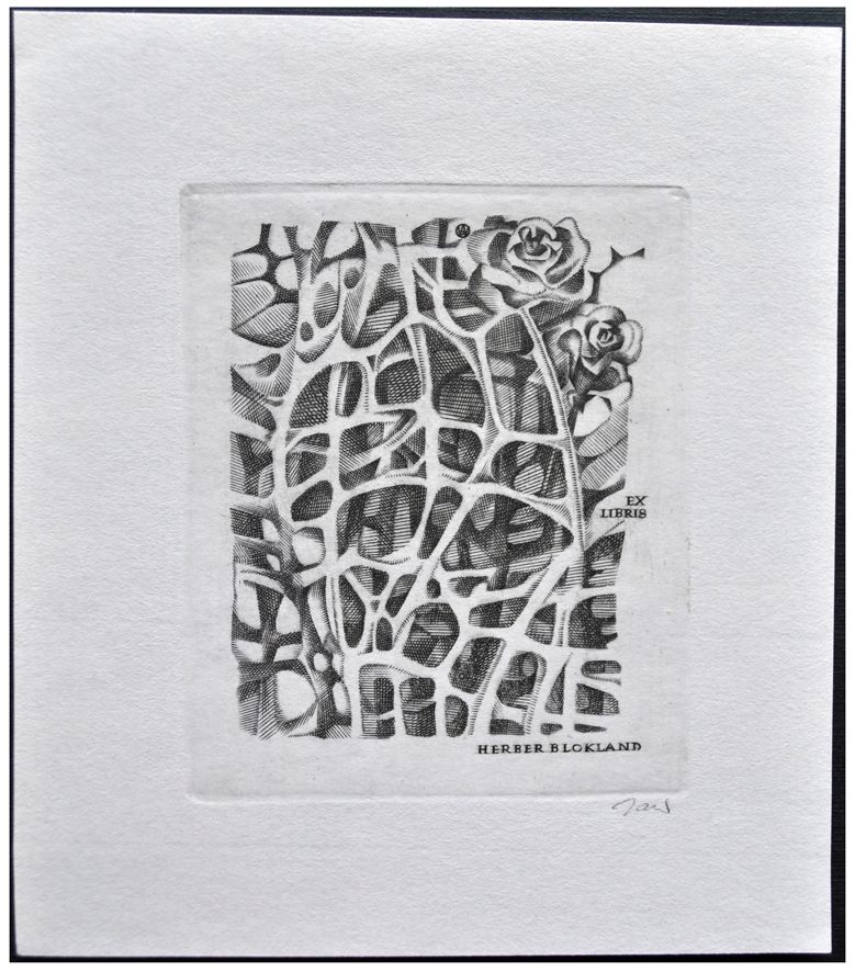 Jakubowski Wojciech (489/1978) Exlibris Herbert Blokland, 73x60, oset i róża