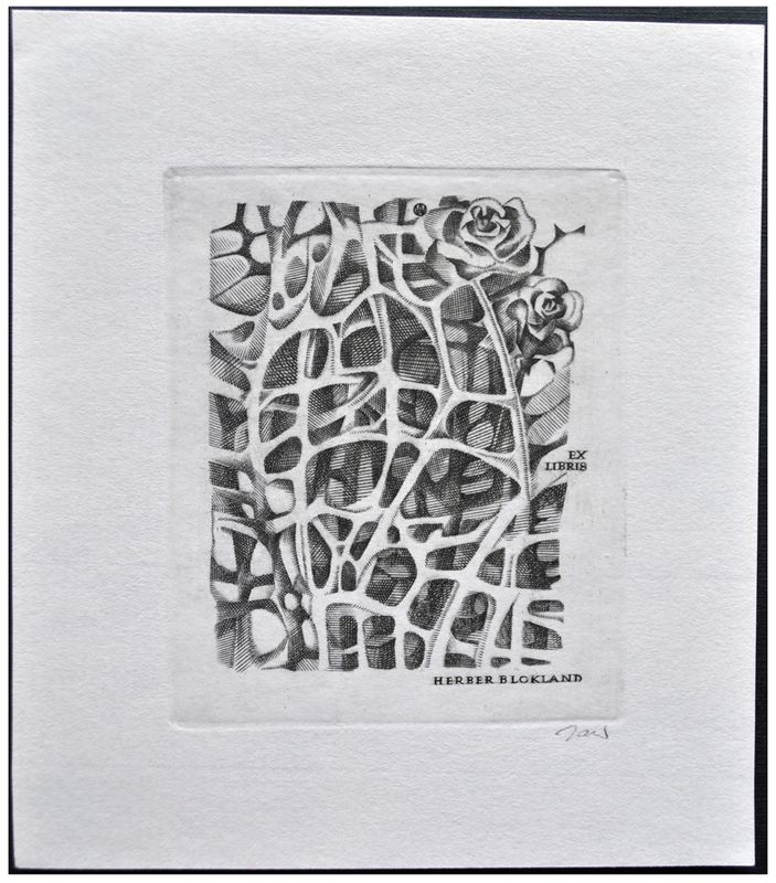Jakubowski Wojciech (489/1978) Exlibris Herbert Blokland, 73x60, oset i róża