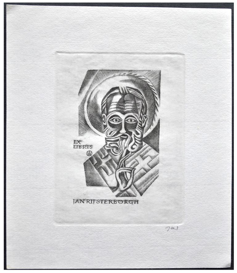 Jakubowski Wojciech (487/1977) Exlibris Jan Rijsterborgh, 73x55, św. Mikołaj