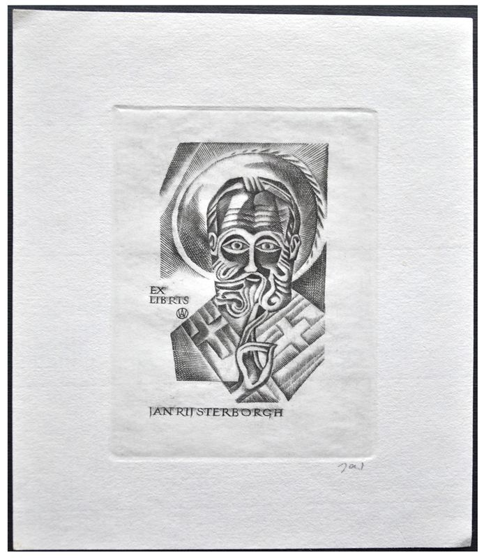 Jakubowski Wojciech (487/1977) Exlibris Jan Rijsterborgh, 73x55, św. Mikołaj