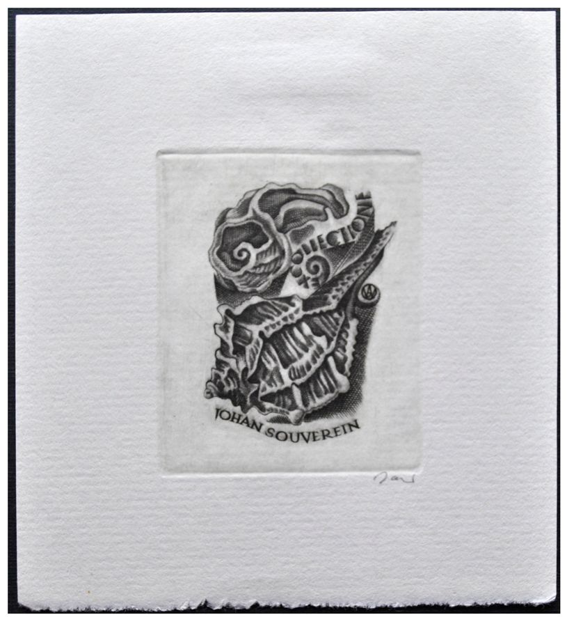 Jakubowski Wojciech (500/1978) Exlibris Johan Souverein, 50x42, muszle