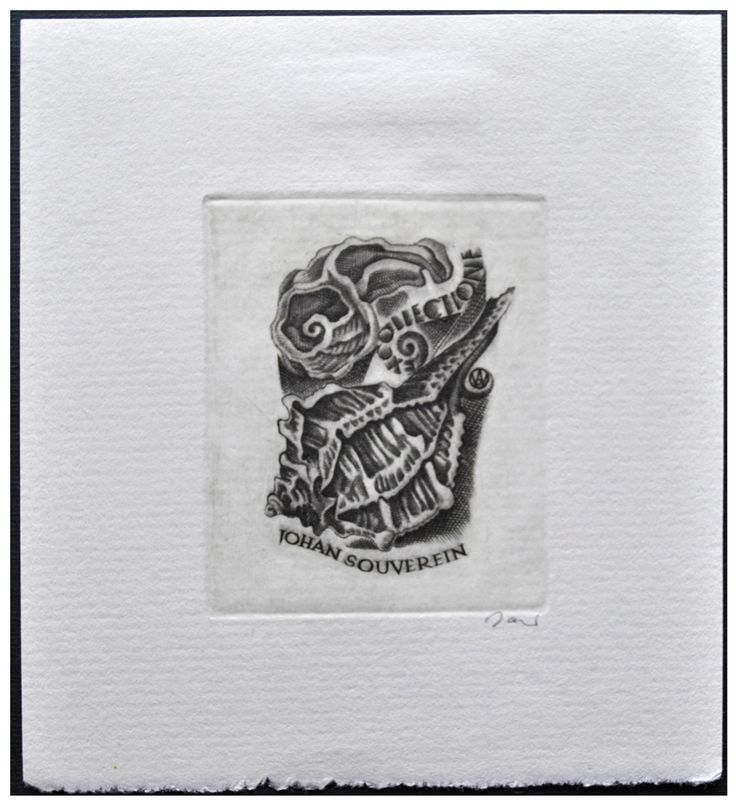 Jakubowski Wojciech (500/1978) Exlibris Johan Souverein, 50x42, muszle