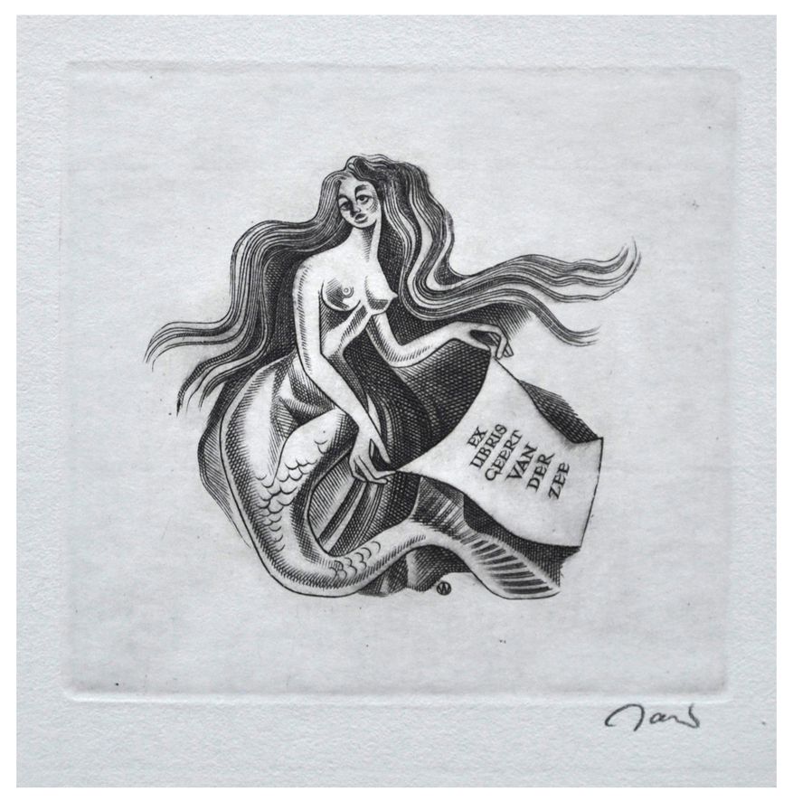 Jakubowski Wojciech (537/1980) Exlibris Geert van der Zee, 56x60, syrena