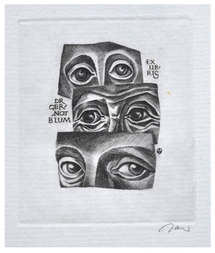 Jakubowski Wojciech (540/1981) Exlibris Dr. Gernot Blum, 62x53, oczy