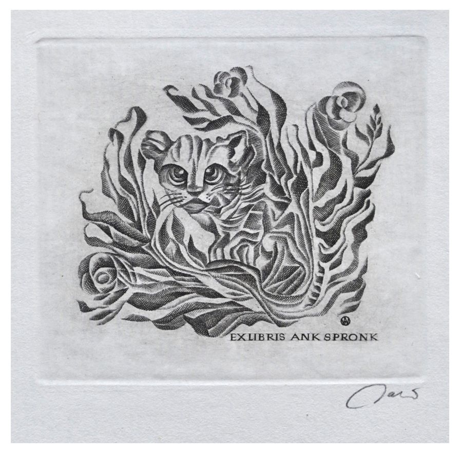 Jakubowski Wojciech (562/1982) Exlibris Ank Spronk, 56x63