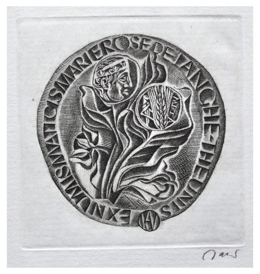 Jakubowski Wojciech (569/1983) Exlibris Marie Rose de Langhe Theunis, 55x55